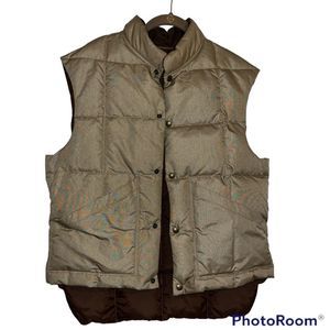 Vintage 80s Men's COMFY brand Reversible Brown Snap Quilted Down Puffer Vest USA